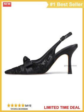 Lace Bow Slingback Pointed Toe Stiletto Pump Wedding Heels